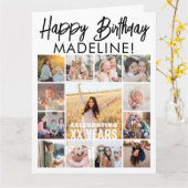 Oversized Foto Collage Happy Geburtstag geklappt Karte (Gelbe Blume)