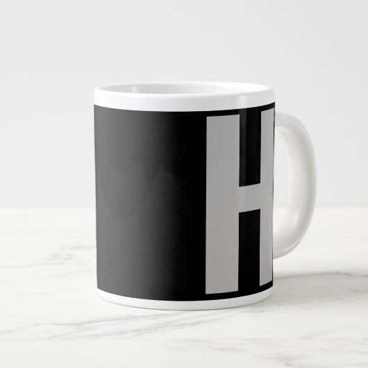Oversized Monogramm Initial in Black and Gray Jumbo-Tasse (Vorderseite Rechts)