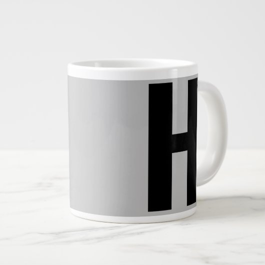 Oversized Monogramm Initial in Grau und Schwarz Jumbo-Tasse (Vorderseite Rechts)