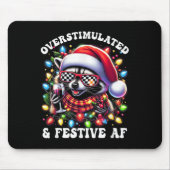 Overstimulated And Festive Af Feral Raccoon Lights Mousepad (Vorne)