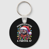 Overstimulated And Festive Af Feral Raccoon Lights Schlüsselanhänger (Vorderseite)