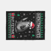 Overstimulated But Festive Christmas Ugly Penguin  Fleecedecke (Vorderseite (Horizontal))