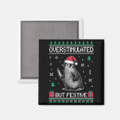Overstimulated But Festive Christmas Ugly Penguin Magnet (Vorderseite/Rückseite)