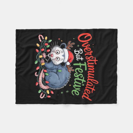Overstimulated But Festive Funny Christmas Ossum U Fleecedecke (Vorderseite (Horizontal))