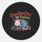 Overstimulated But Festive Funny Christmas Ossum U Runder Aufkleber (Vorderseite)
