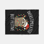Overstimulated But Festive Funny Santa Raccoon Xma Fleecedecke (Vorderseite (Horizontal))