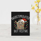 Overstimulated But Festive Funny Santa Raccoon Xma Karte (Gelbe Blume)