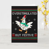 Overstimulated But Festive Goose Ugly Sweater Chri Karte (Gelbe Blume)
