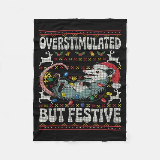 Overstimulated But Festive Ossum Christmas Ugly Sw Fleecedecke (Vorderseite)