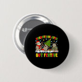 Overstimulated But Festive Ossum Ugly Sweater Chri Button (Vorne & Hinten)