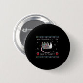 Overstimulated But Festive Ossum Ugly Sweater Chri Button (Vorne & Hinten)