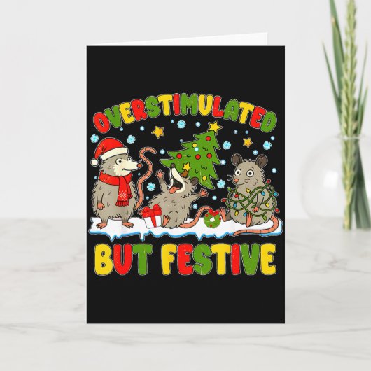 Overstimulated But Festive Ossum Ugly Sweater Chri Karte (Vorderseite)