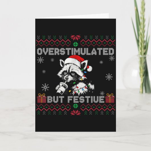 Overstimulated But Festive Ossum Ugly Sweater Chri Karte (Vorderseite)