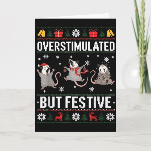 Overstimulated But Festive Ossum Ugly Sweater Chri Karte (Vorderseite)