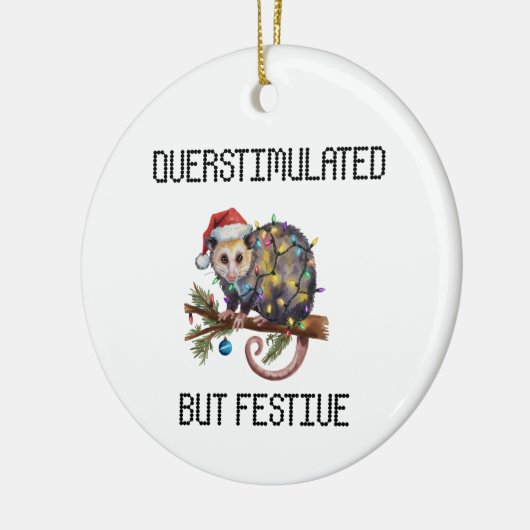 Overstimulated But Festive Possum  Keramik Ornament (Links)
