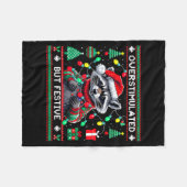 Overstimulated But Festive Raccoon Christmas Fleecedecke (Vorderseite (Horizontal))