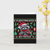 Overstimulated But Festive Raccoon Christmas  Karte (Gelbe Blume)
