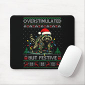 Overstimulated But Festive Raccoon Christmas Pajam Mousepad (Mit Mouse)