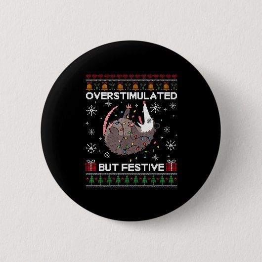 Overstimulated But Festive Ssum Christmas For Men Button (Vorderseite)