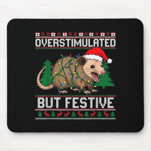 Overstimulated But Festive Ssum Christmas Pajamas Mousepad (Vorne)