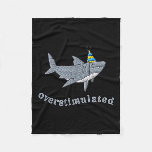 Overstimulated Hat Shark Funny Birthday,men,women Fleecedecke (Vorderseite)