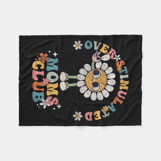 Overstimulated Moms Club Groovy Funny Mothers Day Fleecedecke (Vorderseite (Horizontal))