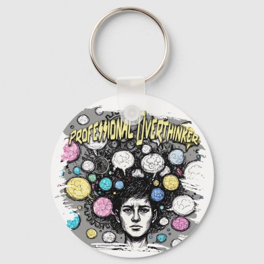 overthinker funny design schlüsselanhänger (Vorderseite)