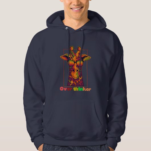 Overthinker Giraffe - Quirky Animal Illustration Hoodie (Vorderseite)