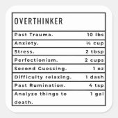 Overthinker Rezept Quadratischer Aufkleber (Vorderseite)
