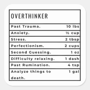 Overthinker Rezept Quadratischer Aufkleber