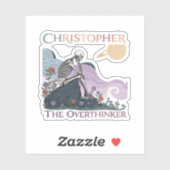 Overthinker Skeleton Custom Name Vinyl Sticker (Blatt)