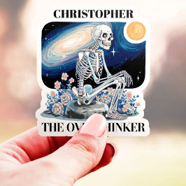 Overthinker Skeleton Individuelle Name Vinyl Aufkleber