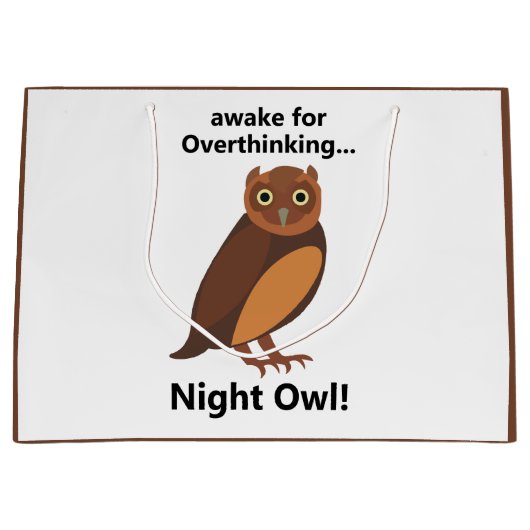 Overthinking Night Owl Funny Große Geschenktüte (Vorderseite)