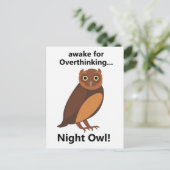 Overthinking Night Owl Funny Postkarte (Stehend Vorderseite)