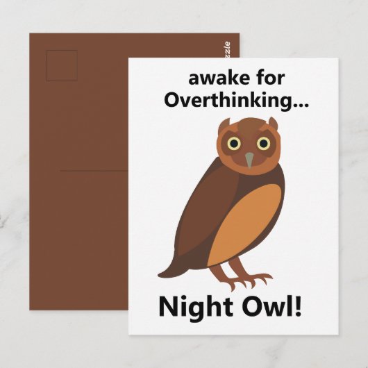 Overthinking Night Owl Funny Postkarte (Vorne/Hinten)