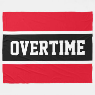 OVERTIME Sportlich Lustig Hellrot Weiß Schwarz Str Fleecedecke