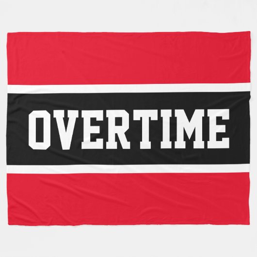 OVERTIME Sporty Fun Hellrotes Schwarzes Streifen Fleecedecke (Vorderseite (Horizontal))