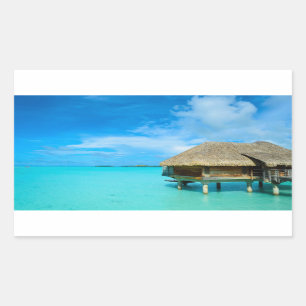 Overwater Bungalow auf Bora Bora Rechteckaufkleber Rechteckiger Aufkleber