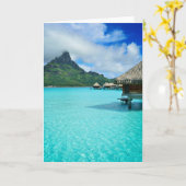 Overwater bungows, Bora Bora Lagune-Grußkarte Karte (Gelbe Blume)