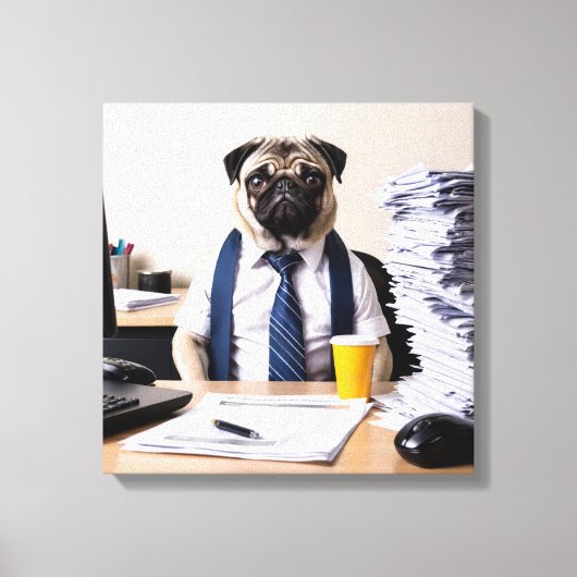 Overwhelmed Office Pug Leinwanddruck (Vorderseite)