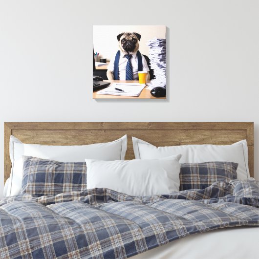 Overwhelmed Office Pug Leinwanddruck (Insitu (Schlafzimmer))