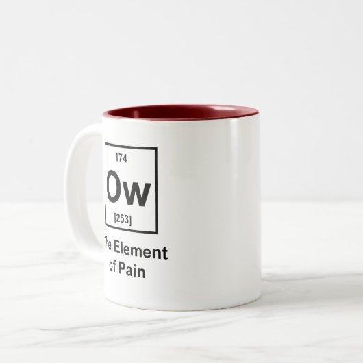Ow, das Element der Schmerz Zweifarbige Tasse (Vorderseite Links)