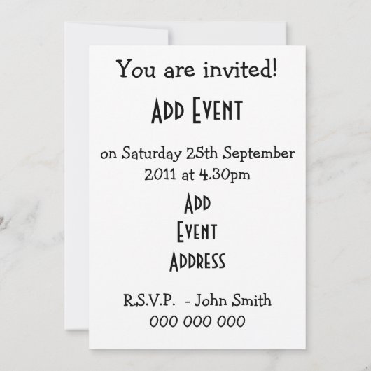 Owdydesign jedes Ereignis Einladung (Rückseite)