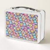 Owdygesichter doodle Muster Vögel Monogramm Initia Metall Brotdose (Rückseite)