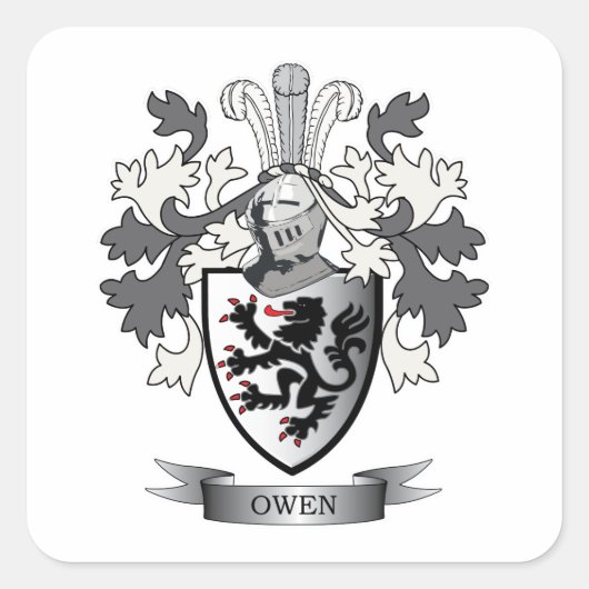 Owen-Familienwappen-Wappen Quadratischer Aufkleber (Vorderseite)