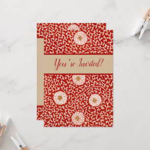 Owen Jones Chinesisches Ornament Rot Weiß Blumig Einladung