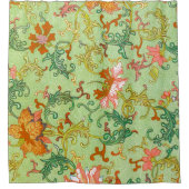 Owen Jones Floral Muster Grüner Hintergrund Duschvorhang (Vorderseite)