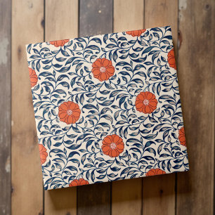 Owen Jones Rot Orange Schwarzes Blumenmuster Vinta Fliese
