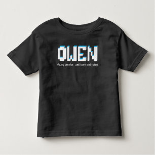 Owen-Jungen Name und Bedeutungspixeltext Kleinkind T-shirt