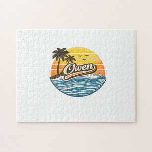 Owen Retro-Sonnenuntergangs-Name-Design Puzzle